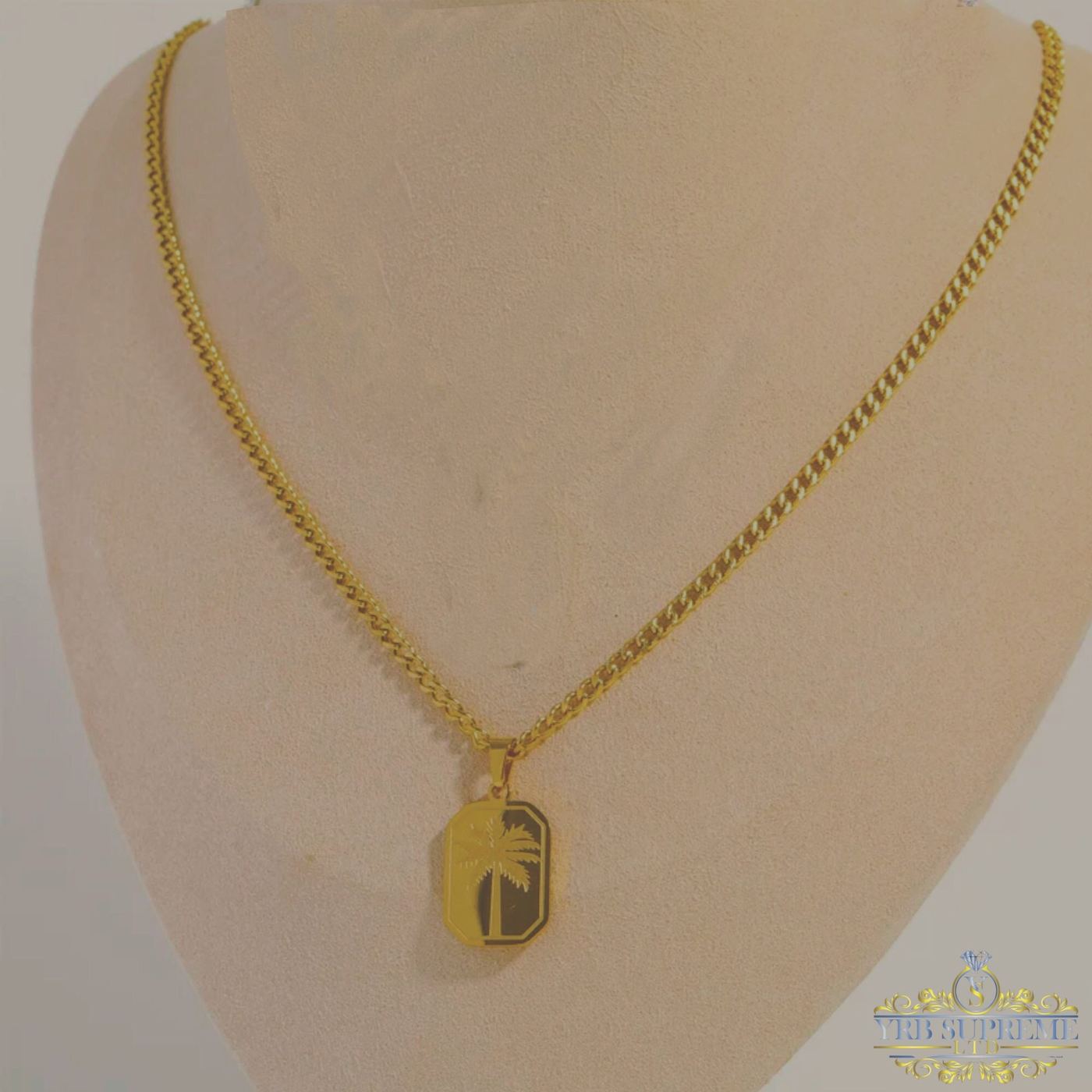 18K Plated Gold Tag Pendant Mens Necklace Gift for Him