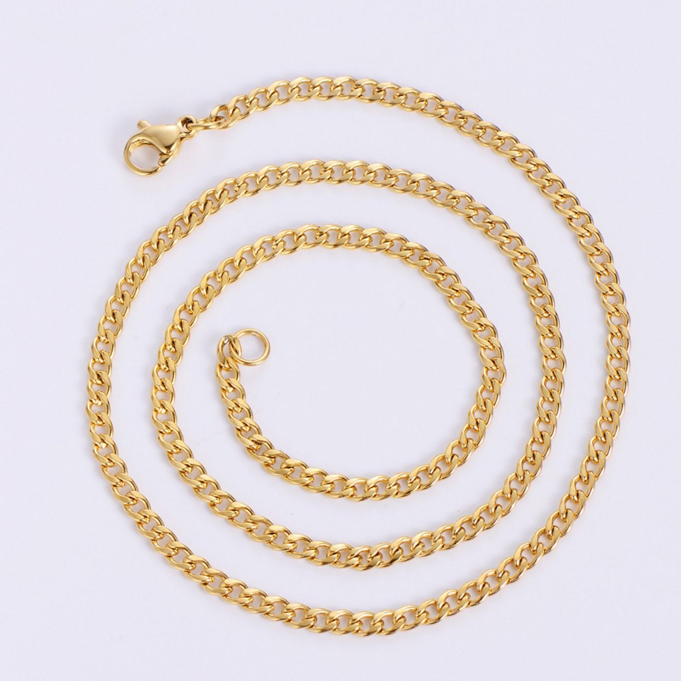 7mm Gold Chain, Waterproof Flat Curb Plated Necklace Men's, Jewellery For Him, Necklace Chain Gold